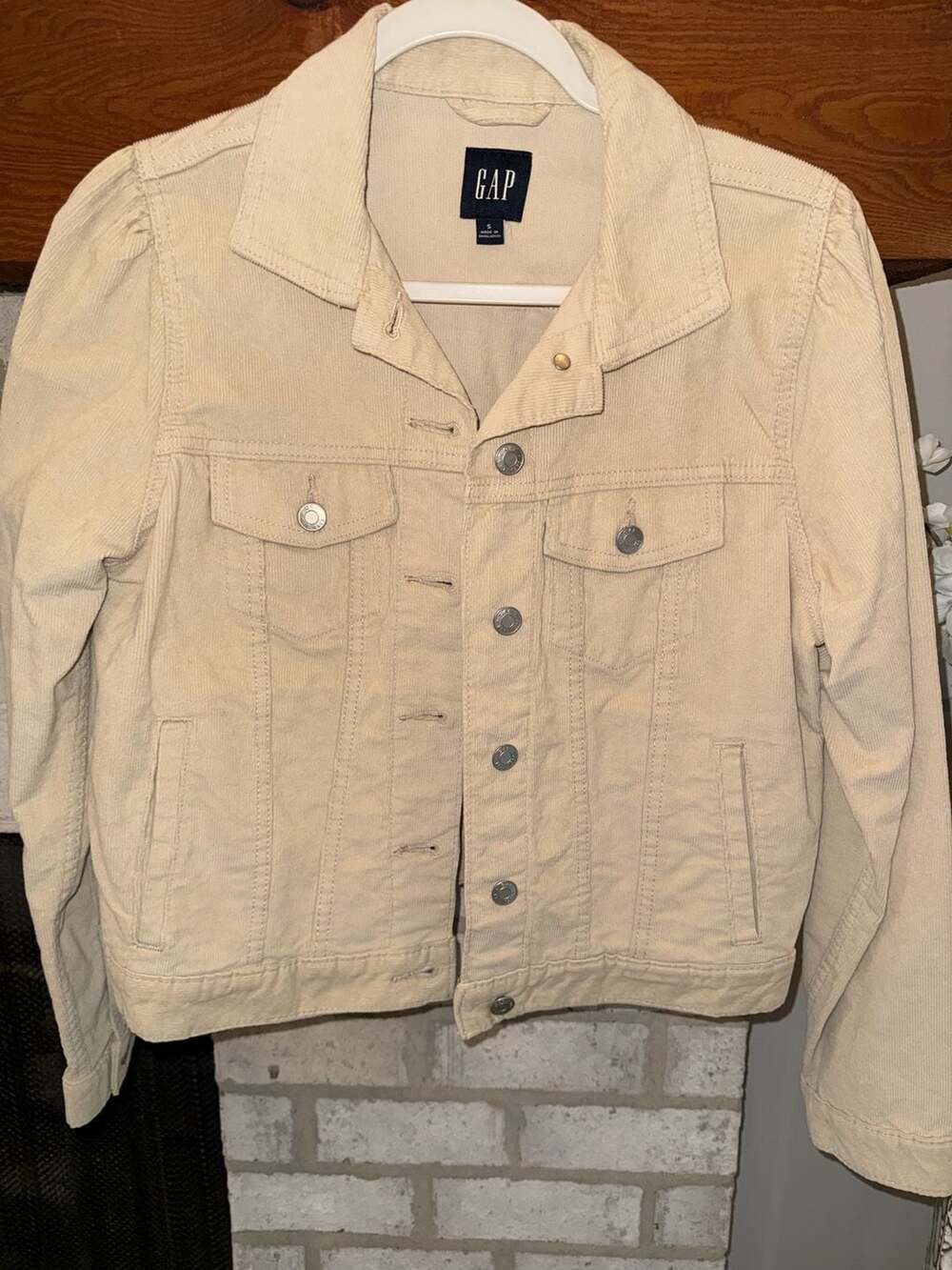 Gap Corduroy Jacket Size S Beige Puff Sleeve